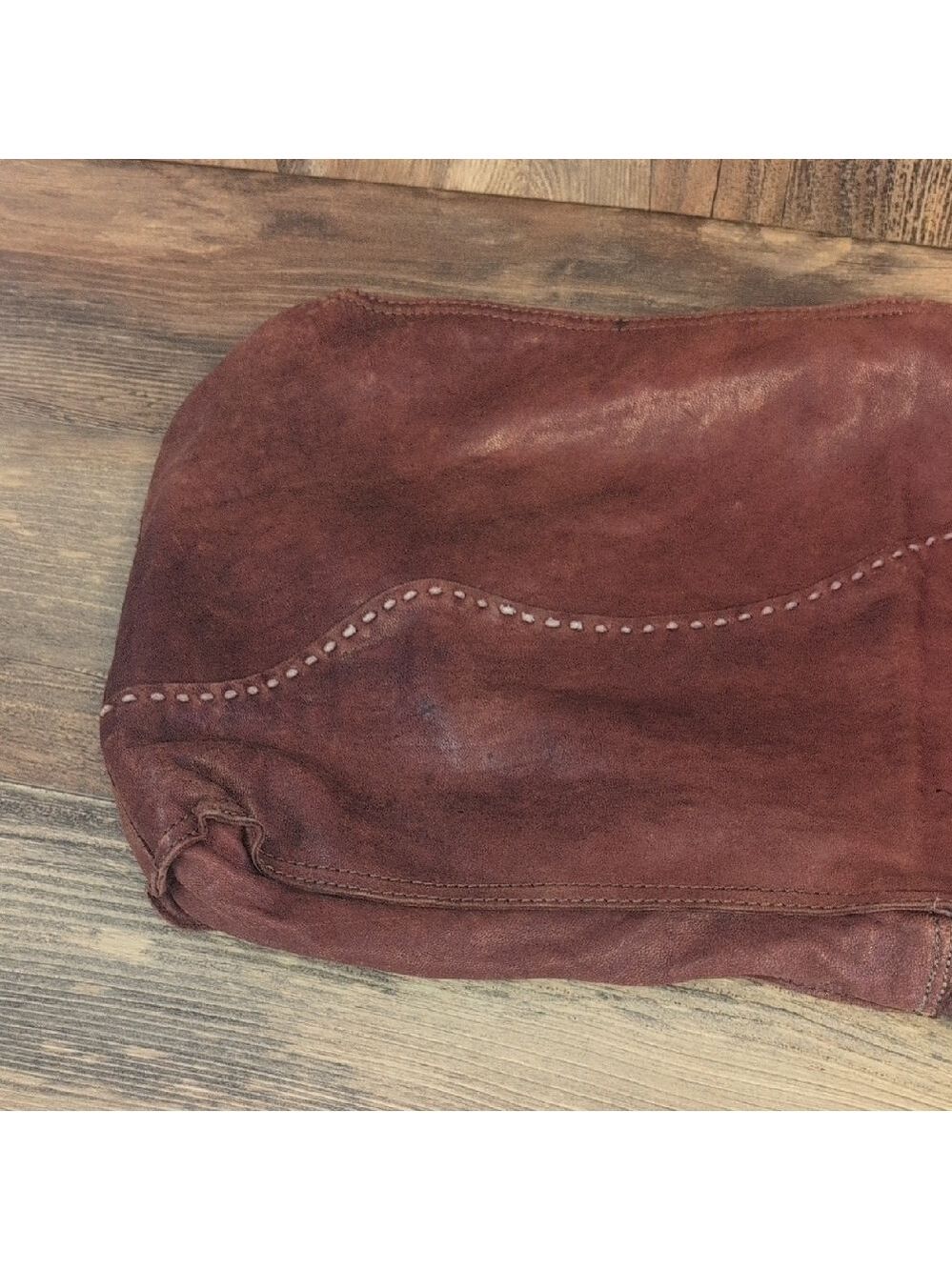 Lucky Brand Vintage Inspired Hobo Crossbody Red Leather Bag C196 - Picture 6 of 13